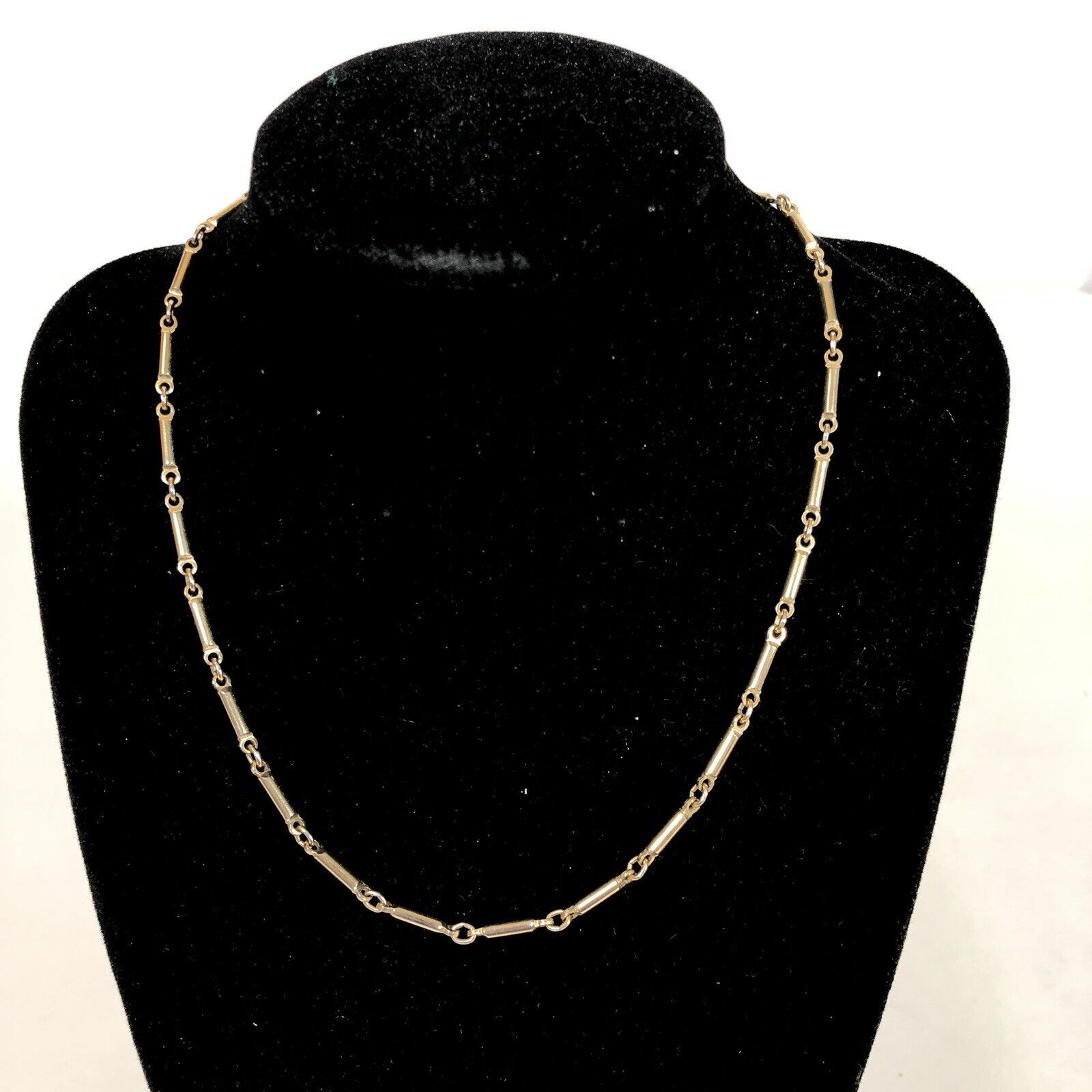Gold Tone Bar Necklace 16 Choker With Spring Ring Clasp Classic Retro